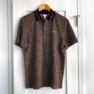 Leopard print short sleeve polo